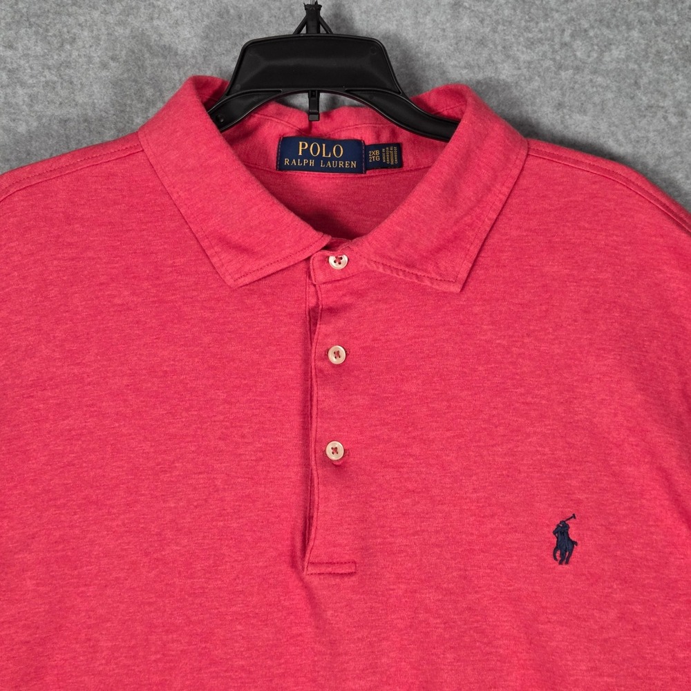 Polo Ralph Lauren Mens 2XB Short Sleeve Polo Shirt Cotton Pink Red